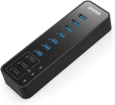 Anker 7-Port USB 3.0 Data Hub with 36 W Power Adapter – Ultimate Connectivity Solution for Rapid Charging and High-Speed Transfers for Laptops, Mac, i Phone, i Pad, and More – Perfect for Home and Office Workstations