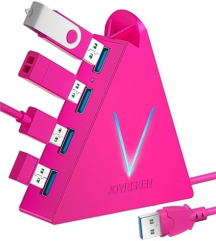 Light Purple USB C Hub – Transform Your Device Connectivity with 4-Port USB 3.0 Adapter for Mac Book & Laptops – Fast Data Transfer, Stylish Design & Effortless Plug & Play Experience for Ultimate Productivity