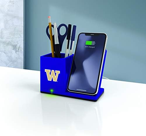 NCAA Unisex Fast Wireless Charging Stand & Desk Organizer – Stylish Multi-Device Charger for Sports Enthusiasts, Efficient Workspace Solution with Built-in Accessory Compartments