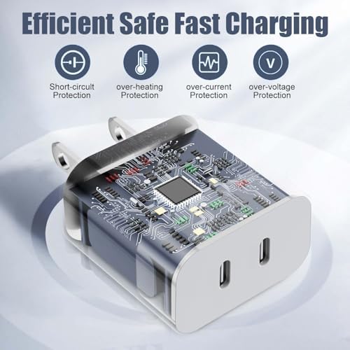 20 W Dual-Port Fast Charger for i Phone 15/16 Pro Max – 2-Pack with 10 FT USB-C Cables | High-Efficiency Charging Adapter for i Pad Pro/Air | Compact & Lightweight Design for Ultimate Portability and Performance