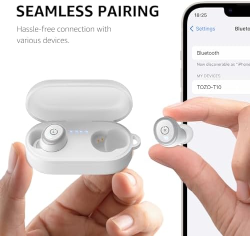 TOZO T10 Wireless Earbuds with Bluetooth 5.3 – Customizable EQ for Personalized Sound, Ergonomic Fit for Ultimate Comfort, 55 Hours Playtime, IPX8 Waterproof Rating, Wireless Charging Case – 2025 Enhanced Audio Experience for Active Lifestyles