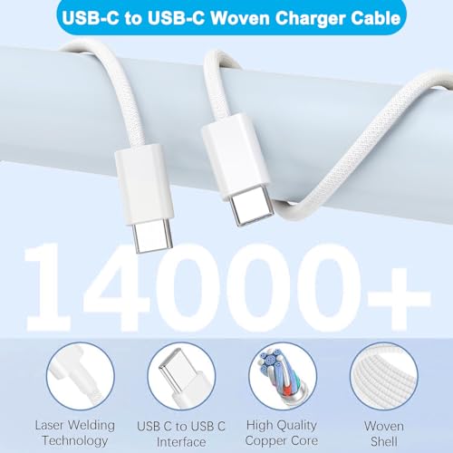 Ultimate Dual-Pack Fast Charger for i Phone 16/15 & i Pad – 6 FT Durable USB-C Woven Cables with Tangle-Free Design for i Pad Pro, Air, Mini & More – Unmatched Charging Speed & Enhanced Compatibility for Home or Travel Use