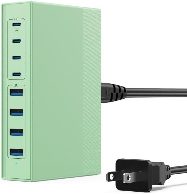 Revolutionize Your Charging Experience: 200 W Ga N III USB C Travel Charger Hub – 8-in-1 Multi-Device Fast Charging Station for Mac Book Pro, Dell XPS, i Phone 16/15/14 & Galaxy S24 – Compact, Lightweight Design with PD 65 W Power Delivery & Enhanced Compatibility – Stylish Purple Finish for Tech Enthusiasts