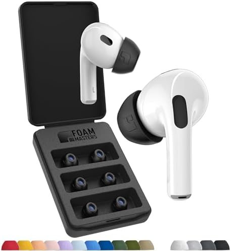Transform Your Air Pods Pro with Foam Masters Ultra-Premium Memory Foam Ear Tips | 3 Pairs in Black Magic Ver 6.0 | Unmatched Comfort & Secure Fit | Advanced Noise Cancellation for Enhanced Audio | Replacement Ear Buds S/M/L for Tailored Listening Experience | Elevate Your Sound Quality and Enjoy All-Day Wearability with Ergonomic Design