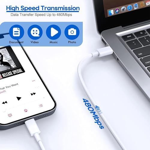 Rapid Charge Duo: 6 FT USB-C Lightning Cable & Dual Wall Charger for i Phone 14/14 Plus/13/12/11 Pro Max – Ultimate Fast Charging Solution for Apple Devices, i Pad & Air Pods – Compact & Durable Design for On-the-Go Power