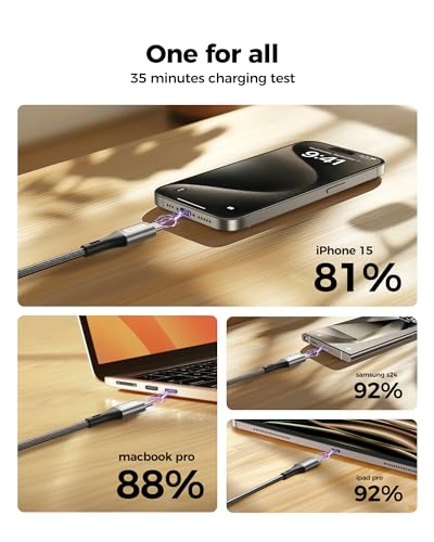 Silkland 240 W USB C to USB C Fast Charging Cable (1.5 FT, 2 Pack) – Ultimate 100 W PD 3.1 Power Delivery for i Phone 16 Series, Mac Book Pro/Air, i Pad Pro/Air/Mini, Samsung, and Pixel Devices – Superior Compatibility and Enhanced Speed for Tech Enthusiasts