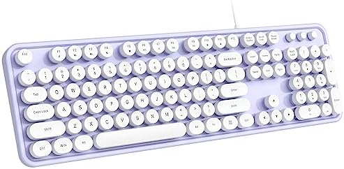 Experience Ultimate Clarity with the Large Print Wired Office Keyboard – 104 Full-Sized Typewriter Keys for Enhanced Visibility, Ergonomic Design, and Instant USB Plug & Play Compatibility for Windows and PCs – Perfect for Home and Office Use