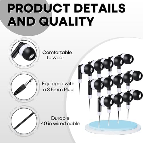 Bulk Classroom Earbuds – 30-Pack Multi-Color Wired Headphones for Kids and Educators, Individually Wrapped for Effortless Distribution and Enhanced Device Compatibility, Ideal for Focused Learning and Engaging Educational Activities