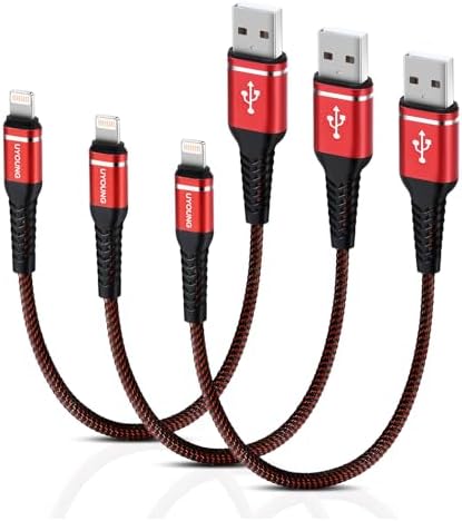Heavy-Duty UYOUNG i Phone Charger Cable 3 Pack – 6 FT MFi Certified Nylon Braided USB to Lightning Fast Charging Cords for i Phone 14/13/12/11/SE/X/XS/XR/8/7/6/6 S & i Pad – Durable, Tangle-Free Charging Solution in Vibrant Red for Ultimate Convenience and Performance