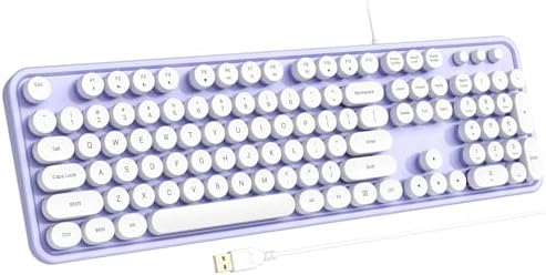 Retro-Inspired Full Size Typewriter Keyboard with Number Pad – Wired USB Keyboards for Windows 7, 8, 10, 11 | Enhance Your Typing Experience with Classic Charm and Modern Efficiency | Perfect for Home and Office Use