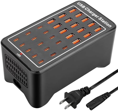 Revolutionary 125 W USB-C Charging Hub with 25 Ports: Fast Charging Station for i Phones, i Pads, Tablets, and Smartphones – Ultimate Multi-Port Desktop & Wall Charger with Enhanced Safety Features and Sleek Design