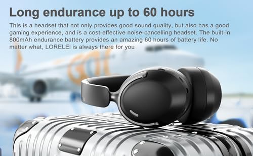 Experience Superior Audio with LORELEI QC30 Wireless Over-Ear Headphones – 60-Hour Battery Life, Advanced Hybrid Active Noise Cancellation, Bluetooth 5.4 Technology, and Rich Deep Bass for Unmatched Sound Quality in Stylish Space Black Finish Perfect for Audiophiles and Travelers.