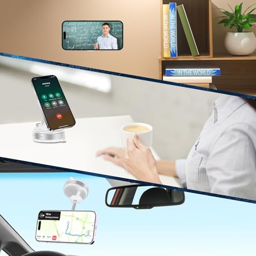 Magnetic Suction Phone Holder,Kitchen Cell Phone Holder,Car Suction Cup Vacuum Magnetic Phone Hholder,Multi-Scene Applicable Cell Phone Holder for iPhone (Black) – Enhanced Compatibility and Speed