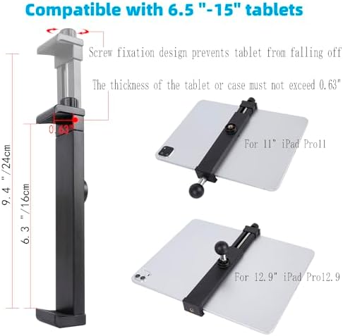 Ultimate Dual Suction Cup Tablet Mount for Vehicles – 13.4-Inch Aluminum Arm with 360° Rotation, Secure 2-Stage Holder for i Pad Pro/Air/Mini, Galaxy Tab & 6.5-12.9″ Tablets – Superior Stability & Hands-Free Convenience for Seamless Navigation and Entertainment