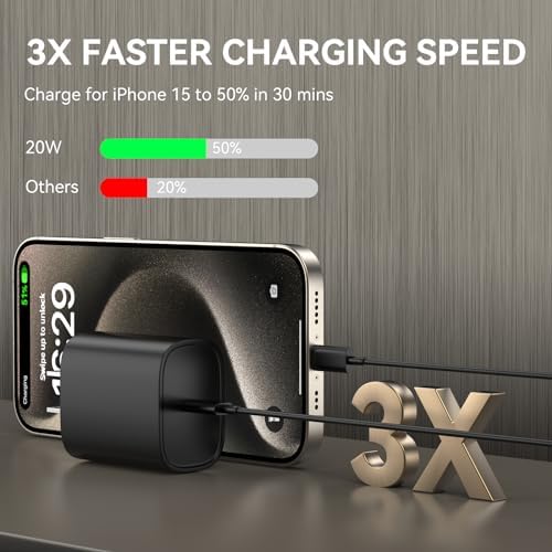 Ultimate 10 FT USB-C Fast Charging Kit for i Phone 16 and 15 – 20 W Power Adapter & Extra Long Cord for Rapid Charging of i Pads and Android Devices – Enhanced Compatibility and Durability for Everyday Use