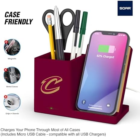 SOAR Smart Wireless Charger & Stylish Desktop Organizer – Fast 10 W Charging for Qi-Enabled Devices, Clutter-Free Workspace Solution with Built-in Storage and Safety Features