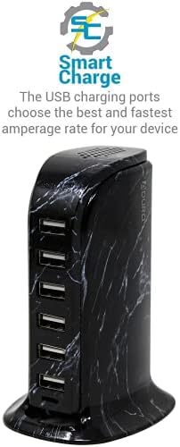 Aduro 40 W 6-Port USB Desktop Charging Hub – Multi-Device Power Station with Smart Flow Technology for Fast Charging i Phones, i Pads, and Smartphones – Sleek, Compact Design for Home and Office Use – Reliable Safety Features Ensure Optimal Device Protection