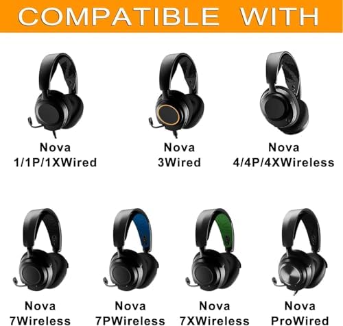 Upgrade Your Gaming Experience with Premium Arctis Nova Pro Wired Earpads – Extra Bass Noise-Cancelling Cushions for Steel Series Models 1, 3, 7 & Nova Pro Wired – Breathable Fabric for Ultimate Comfort and Sound Isolation – Easy Install Replacement Earpads – Not for Wireless Models
