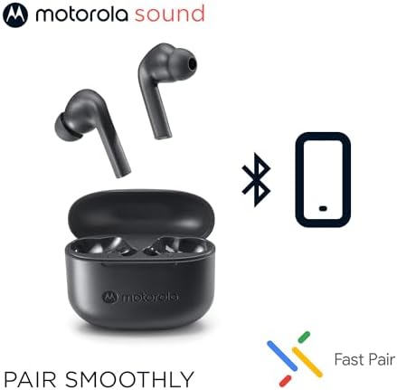 Motorola Moto Buds 065 True Wireless Earbuds – Extended 17-Hour Battery Life, IPX4 Splash Proof Design, Advanced Touch Control, and ENC Microphone for Superior Call Clarity – Noise Isolation Headphones in Stylish Moonless Night Finish for Ultimate Comfort and Connectivity
