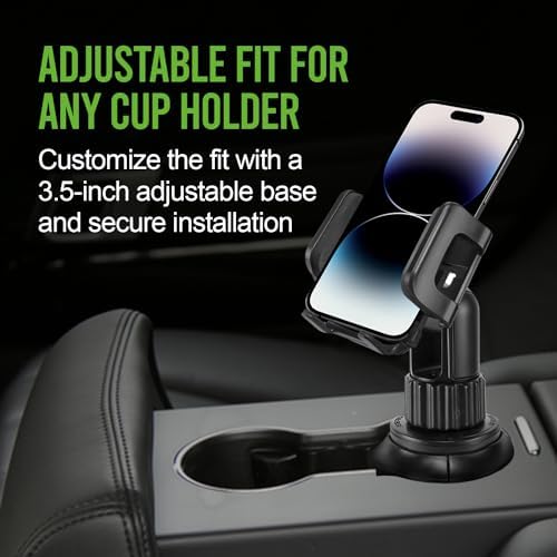 Revolutionary Car Cup Holder Phone Mount with Integrated Snack Tray – Ultimate Compatibility for i Phone, Samsung Galaxy, LG, Moto & Google Pixel – Hands-Free Convenience & 360-Degree Rotation for Safe Driving Enjoyment