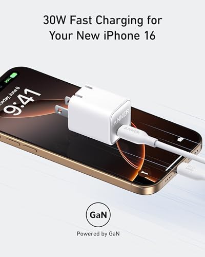 Anker Nano 30 W USB-C Charger Block – Ultra-Compact Fast Charger for i Phone 16/15, Galaxy Devices, & i Pads – Travel-Friendly Design with Power IQ 3.0 for Rapid, Efficient Charging & Enhanced Device Life – Perfect for Mag Safe Accessories and On-the-Go Power Needs