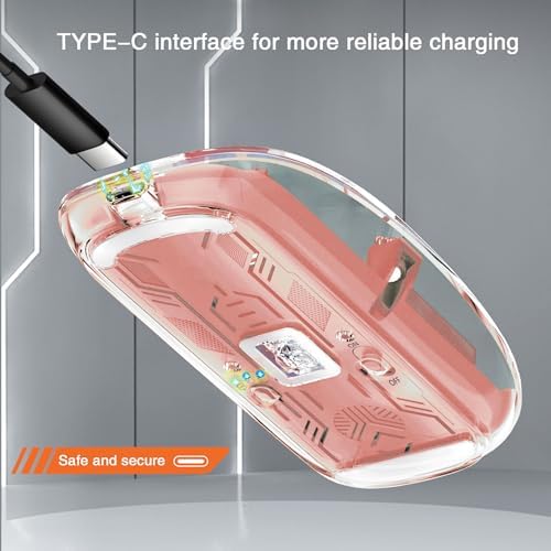 Sleek Gray Transparent Mini Silent Mouse – Rechargeable Type-C Wireless Mouse with Power Display & Magnetic Cover for Effortless Cleaning – Ideal for PC, Laptop, and Phone Use – Ergonomic Design for Ultimate Comfort