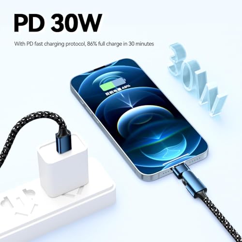 Ultimate 6.6 ft USB-C Magnetic Charger Cable – 2 Pack with 180-Degree Rotation for Effortless Connectivity, High-Speed 100 W Power Delivery for Mac Book Pro 2020, Samsung Galaxy S23/S22/S21 & Nintendo Switch – Durable Nylon Braided Design for Tangle-Free Use and Enhanced Device Compatibility
