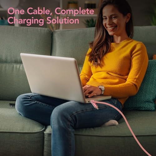 4-in-1 Universal Multi USB Charging Cable – 240W Max Fast Charger Cord with Multiple Connectors for iPhone 16/15/14/13, iPad, Samsung, MacBook, Tablets & More (Black, 6.6Ft) – Enhanced Compatibility and Speed