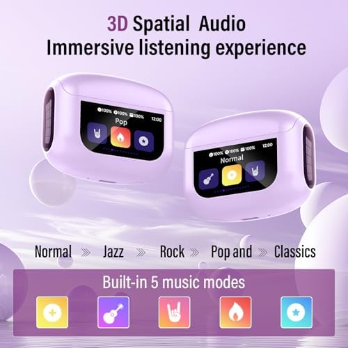 Thunelec Star Sand Purple Wireless Earbuds – Premium Bluetooth 5.4 Headphones with 48-Hour Battery, Advanced ANC/ENC Noise Cancellation, IPX7 Waterproof Protection, Touch Control, and Customizable EQ Modes for Ultimate Sound Experience in Any Environment