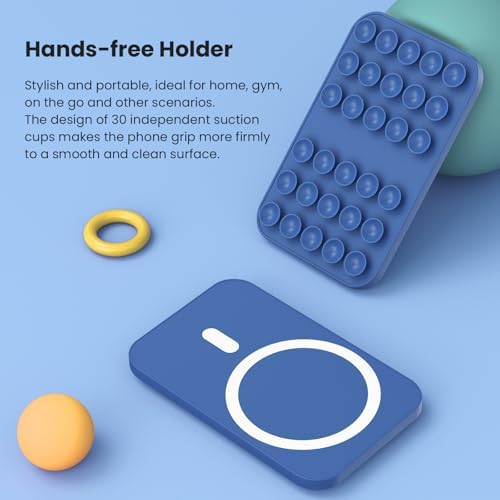 Revolutionary Patented Magnetic Suction Grip Mount for i Phone & Android – Effortless Hands-Free Phone Holder in Deep Blue, Perfect for Content Creators, Capture Stunning Selfies and Videos, Ultimate Compatibility with Mag Safe and Standard Cases, Portable and Stylish Design for On-the-Go Use