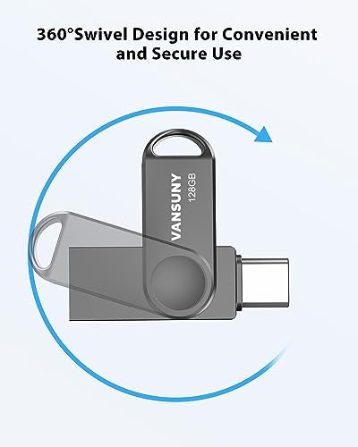 Vansuny 256 GB Dual USB Type-C Flash Drive – High-Speed OTG USB 3.0 Thumb Drive with Waterproof Metal Design for i Phone 15, Android Devices, and Laptops – Ultimate Storage Solution for Data Transfer and Backup