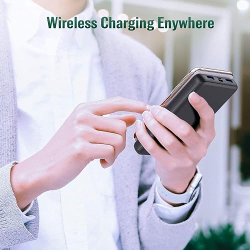 Ultra-High Capacity Wireless Portable Power Bank – 33,800 m Ah with 15 W Fast Wireless Charging & 25 W PD QC 4.0 – Versatile Dual Input & 5 Output Ports – Ideal for i Phone 16/15/14/13/12 & Android Devices – Essential Travel Companion with Enhanced Speed and Durability