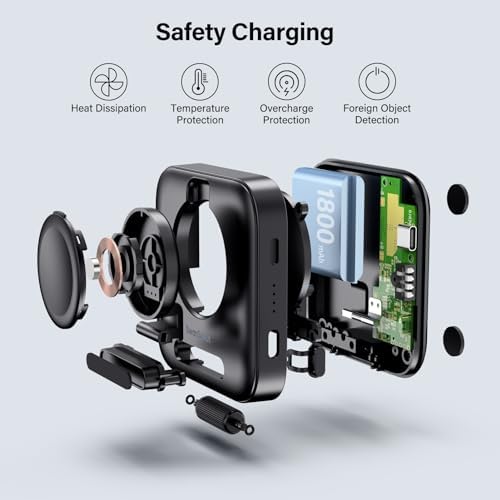 Ultra-Compact Wireless Charger for Samsung Galaxy Watches – 1800 m Ah Power Bank for Series 7, Ultra, 6, 5, 4, 3, Active 2 – Sleek Tech Grey Design for Fast, Cordless Charging Anywhere – Essential Travel Companion for Professionals and Adventurers