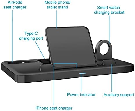 Revolutionary 3-in-1 Wireless Charging Dock for Apple – Fast, Efficient Charging Station for i Phone, Apple Watch & Air Pods – Elegant Space-Saving Design with LED Indicators for Enhanced Device Organization and Compatibility