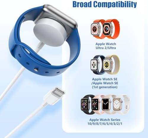 Accelerate Your Apple Watch Charging with the 20 W USB-C Fast Charger – 6 ft Magnetic Cable for Ultra 2 & All Models – MFi Certified for Rapid, Reliable Power Delivery and Exceptional Durability – The Ultimate Travel Companion for Effortless Charging