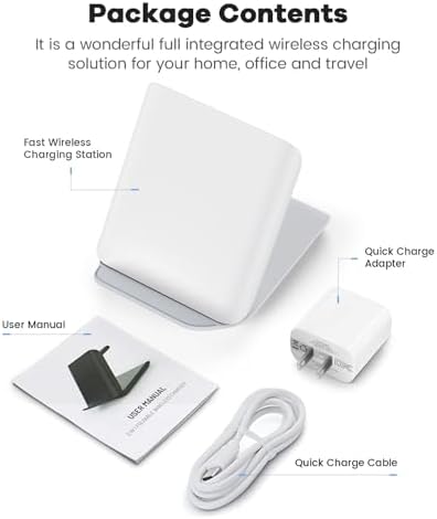 Ultimate Fast Wireless Charging Station for Samsung Galaxy Z Flip Series & Motorola Razr+ – 2-in-1 Foldable Travel Charger with PD 20 W Adapter, Sleek White Design for On-the-Go Convenience – Enhanced Speed & Compatibility for Modern Lifestyles