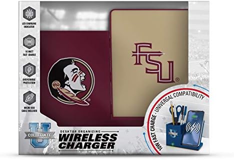 NCAA Unisex Fast Wireless Charging Stand & Desk Organizer – Stylish Multi-Device Charger for Sports Enthusiasts, Efficient Workspace Solution with Built-in Accessory Compartments