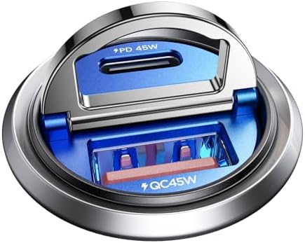 MRGLAS 90 W USB C Car Charger – Rapid PD45 W & QC3.0 Dual Port Adapter for i Phone 16 Pro Max & Samsung S25 – Stylish Purple Fast Charging Solution for On-the-Go Power Needs – Compact & Reliable Cigarette Lighter Charger for Busy Lifestyles