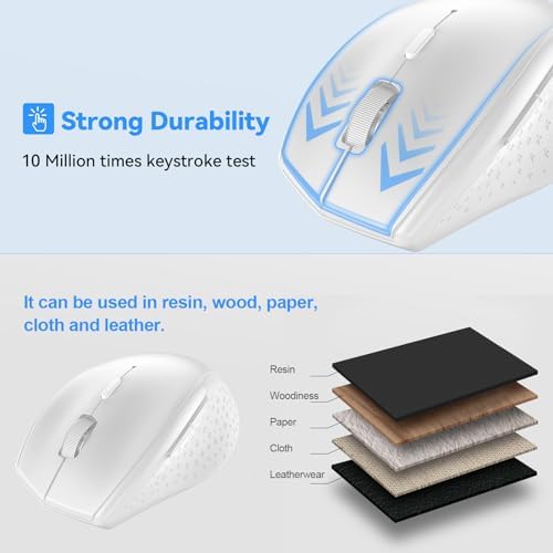TECKNET Bluetooth Wireless Mouse – Ergonomic 4800 DPI Precision with 6 Adjustable Settings, Long-Lasting 2-Year Battery, and 6 Functional Buttons for Laptops & Windows – Sleek Grey Design for Enhanced Comfort and Productivity