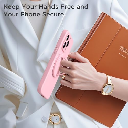 Upgraded Magnetic Phone Grip for i Phone: Premium Silicone Loop Holder with Mag Safe Compatibility – Ergonomic 360-Degree Stand, Non-Slip Design in Sleek Black for Enhanced Comfort and Secure Handling on i Phone 16/15/14/13/12 Pro Max/Plus