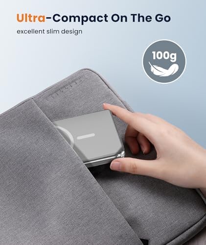 Ultra-Compact Blue Magnetic Wireless Power Bank for i Phone 12-16 Pro Max – 5000 m Ah Fast-Charging Battery Pack with Seamless Attachment for On-the-Go Convenience and Enhanced Compatibility – Essential Travel Accessory for Effortless Energy Backup