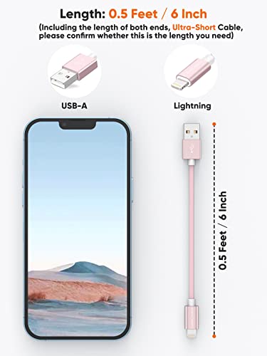 Compact 15 cm MFi Certified Lightning Charging Cable for i Phone & i Pad – Fast Charge Compatibility with i Phone 14/14 Pro Max/13/12/12 Pro/11/X/XR/8/8 Plus/7/6 S/6/SE – Durable & Travel-Friendly USB to Lightning Cable for On-the-Go Power Solutions – Premium Quality Design for Enhanced Performance and Reliability