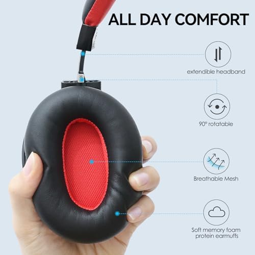 AUSDOM Premium Active Noise Cancelling Over-Ear Bluetooth Headphones – 50-Hour Battery Life for Endless Listening, Rich Deep Bass Performance, Ultra-Comfort Memory Foam Ear Cushions, and Flexible Wired/Wireless Connectivity – Perfect for Travel, Home, and Office Environments