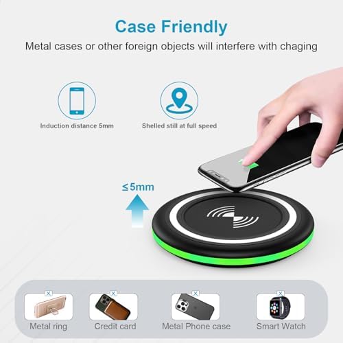 HOOTEK 15 W Fast Wireless Charger Pad – Universal Compatibility for Moto Edge, Samsung Galaxy S Series, and i Phone 16/15 Pro Max – Enhanced Safety Features, Non-Slip Design, and Multi-Protection Charging Station for Speedy Device Power-Up – Ideal for Qi-Enabled Phones and Earbuds