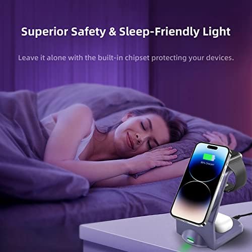 Magnetic 3-in-1 Wireless Charging Station for Apple Devices – Fast, Efficient Charger for i Phone 15/14 Pro Max, Apple Watch Ultra/8/se/7/6/5/4/3/2, and Air Pods – Compact Design with Enhanced Compatibility and Safety Features