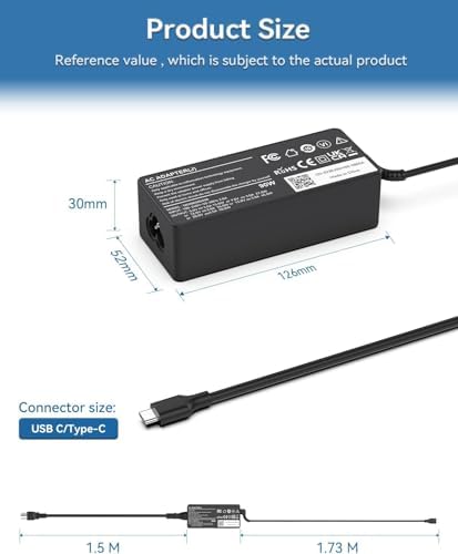 Power Up Your Lenovo: 65 W USB-C Charger for Think Pad, Yoga, and Chromebook – High-Speed, Versatile Compatibility with Enhanced Safety Features – Ideal Replacement for ADLX65 Series Power Supply with 12-Month Warranty
