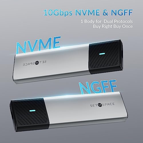 Tool-Free M.2 SSD Enclosure for NVMe & SATA Drives – Ultra-Fast USB C/USB A Adapter with 11.81-Inch Cable, Compact Aluminum Design for Enhanced Heat Dissipation and Compatibility with M-Key/B+M Key – Ideal for Gamers and Content Creators