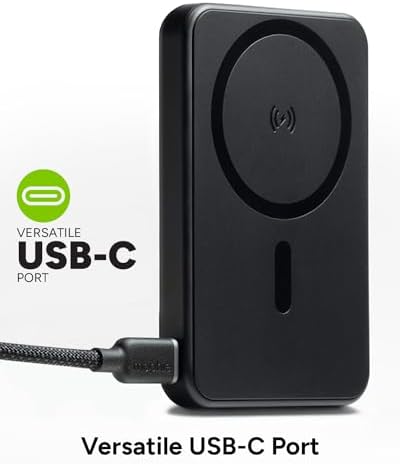 Mophie snap+ Juice Pack Mini with Stand (2023) – 5000 m Ah Magnetic Portable Charger for Mag Safe, Wireless Charging, and Hands-Free Use – Sleek USB-C Power Bank for On-the-Go Convenience and Enhanced Device Compatibility