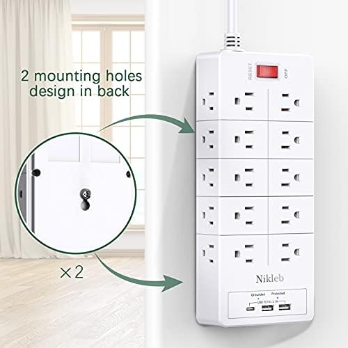 Maximize Your Power with the 23-in-1 Heavy Duty Surge Protector Power Strip – 20 Outlets Plus 2 USB and 1 USB-C Ports, 6 ft Wall-Mountable Extension Cord for Efficient Gaming, Office, and Home Setup – Unmatched Compatibility and Fast Charging Solutions