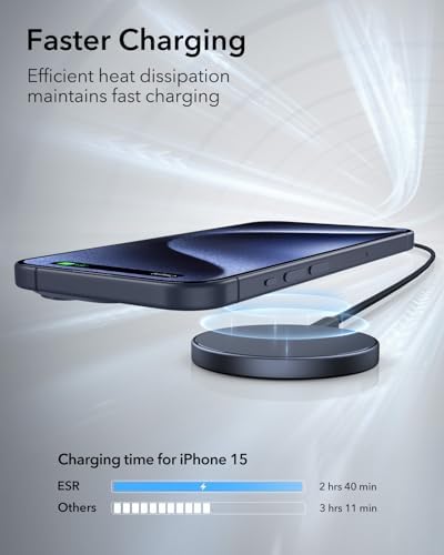 ESR Mag Safe 15 W Wireless Charger – Dual USB-C Charging Pad for i Phone 16 Pro Max, 16 Pro, 16, 16 Plus, 15, 14, 13, 12, and Galaxy S25 – Sleek Desert Titanium Finish – Effortless Magnetic Alignment for Air Pods Pro/3/4 – High-Speed Charging & Enhanced Device Compatibility